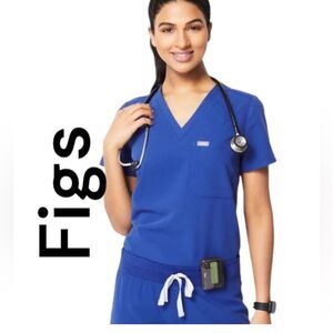 Figs blue scrubs‎ v-Neck Sz M